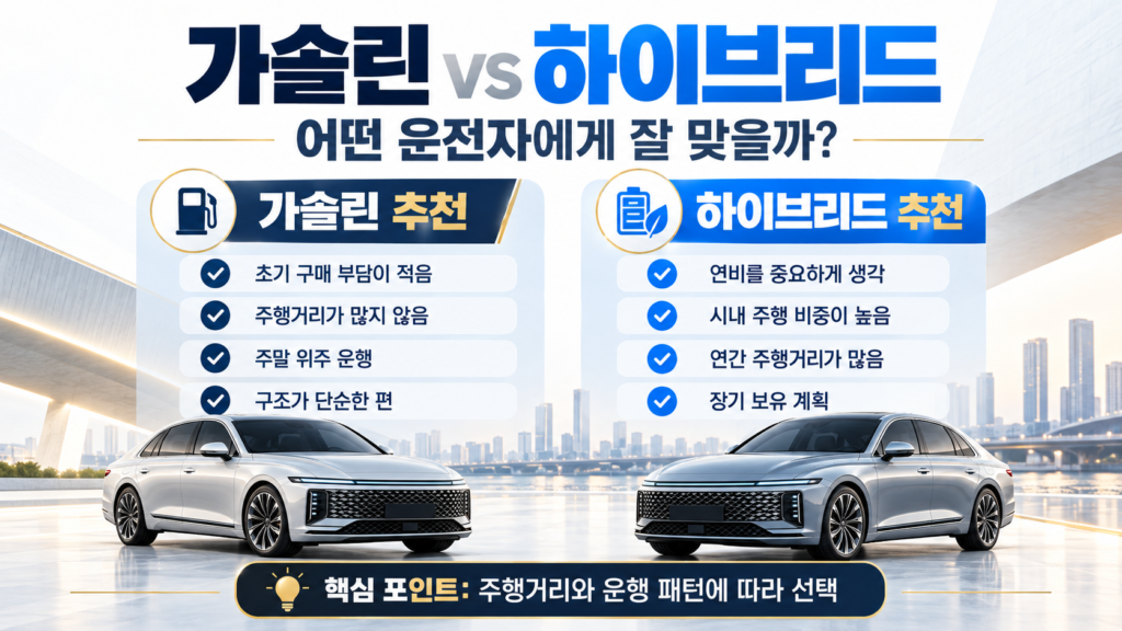 2027 그랜저 가솔린 하이브리드 비교